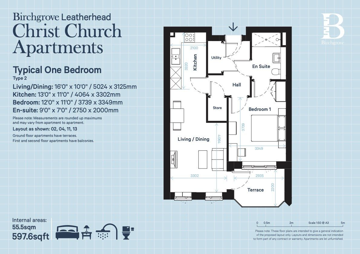 Leatherhead Typical One Bedroom Layout