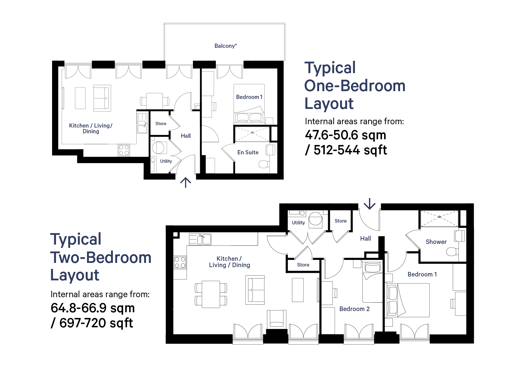 Ayrton House Typical 1 & 2 Bedroom layout