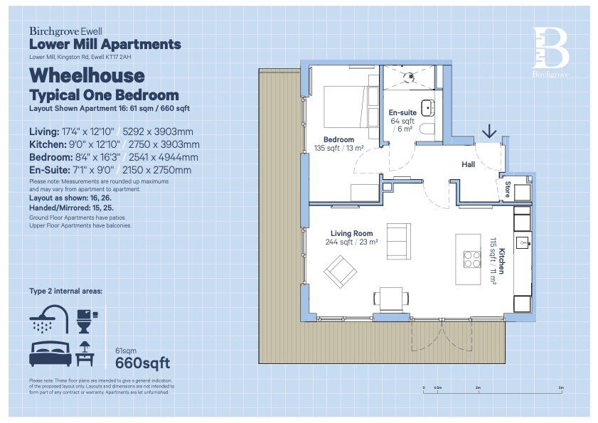 Ewell Typical One Bedroom Layout