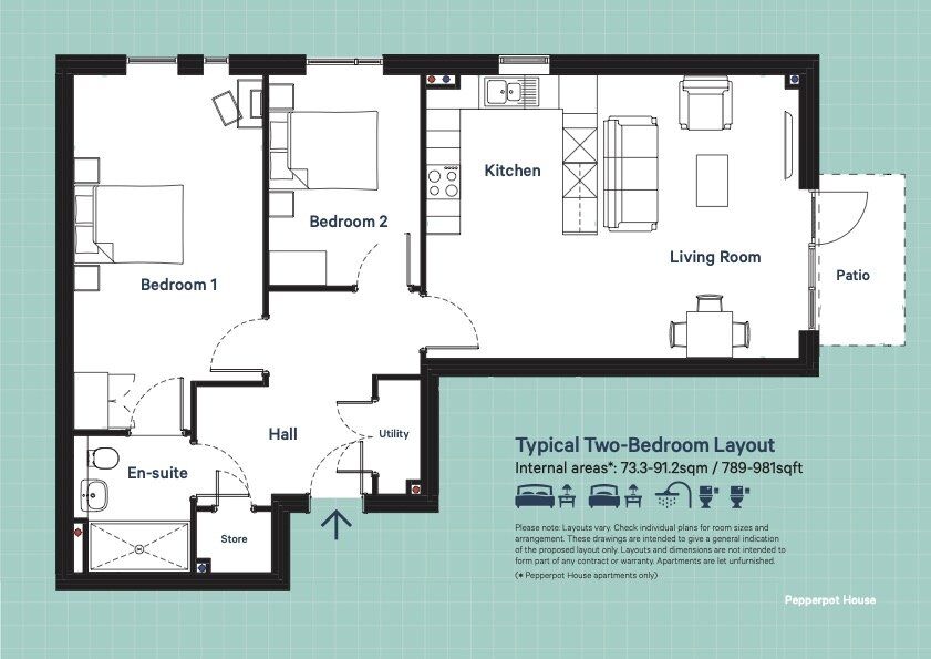 Godalming Two Bed Layout