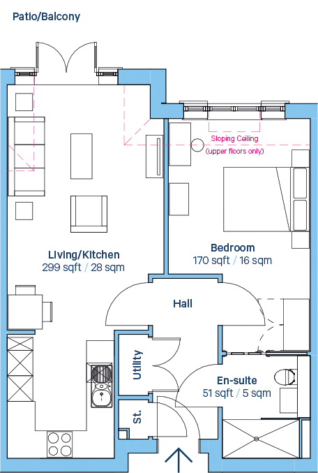 Woking Typical One Bedroom Layout